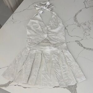 Better Be White Striped Halter Mini Dress